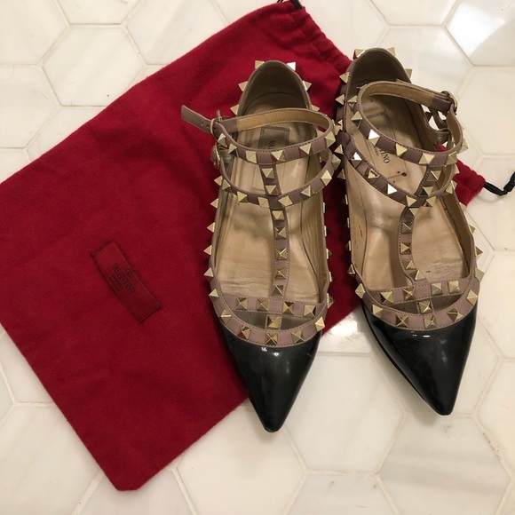 patent rockstud caged ballet flat